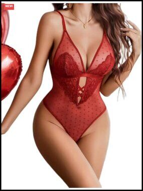 Women's Sexy Lace Bodysuit Teddy Lingerie V-Neck One Piece